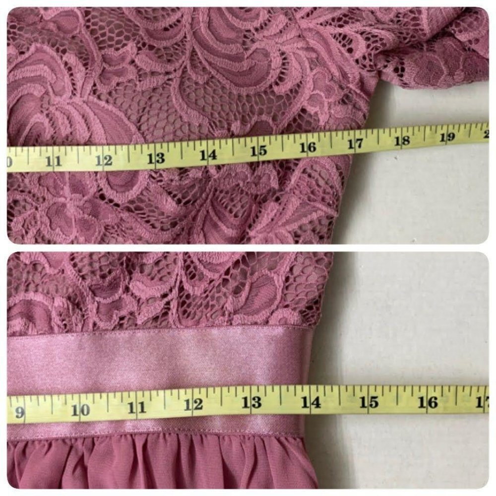 Ever-Pretty Lace Round Neck Long Sleeve Chiffon Lace MTB Gown Sz 10 Orchid - Picture 9 of 10